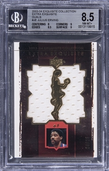 2003-04 UD "Exquisite Collection" Extra Exquisite Duals #JE Julius Erving Jersey Card (#24/25) - BGS NM-MT+ 8.5